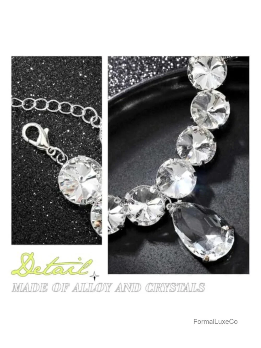 Chunky Rhinestone Choker Necklace Sparkly Crystal Wedding Prom Jewelry